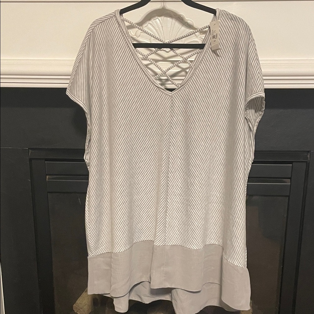 Lane Bryant Striped Gray Women's Top